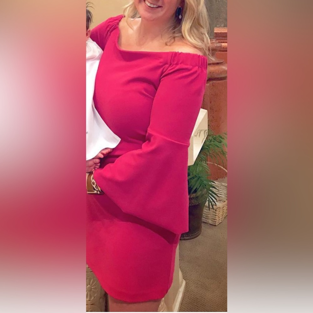 Cece pink fuchsia off the shoulder dress